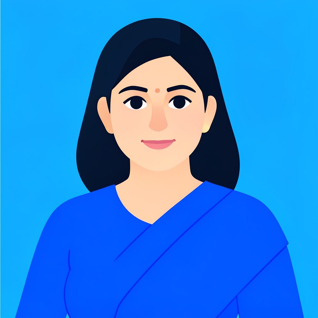 Flat vector illustration of a stylish woman in warm red and dark navy tones, representing a celebrity profile feature, calm and glamorous mood
